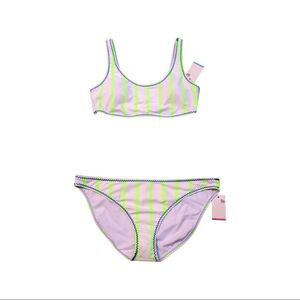 SO Bikini Bathing suit- green and white Top size L, bottoms size XXL